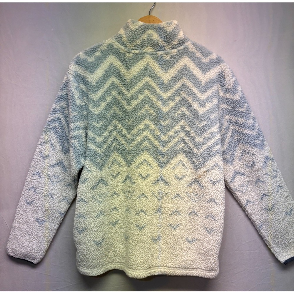 Pink Victoria's Secret Sweater Womens Gray White Geo 1/4 Zip Sherpa Fleece M - Picture 2 of 7